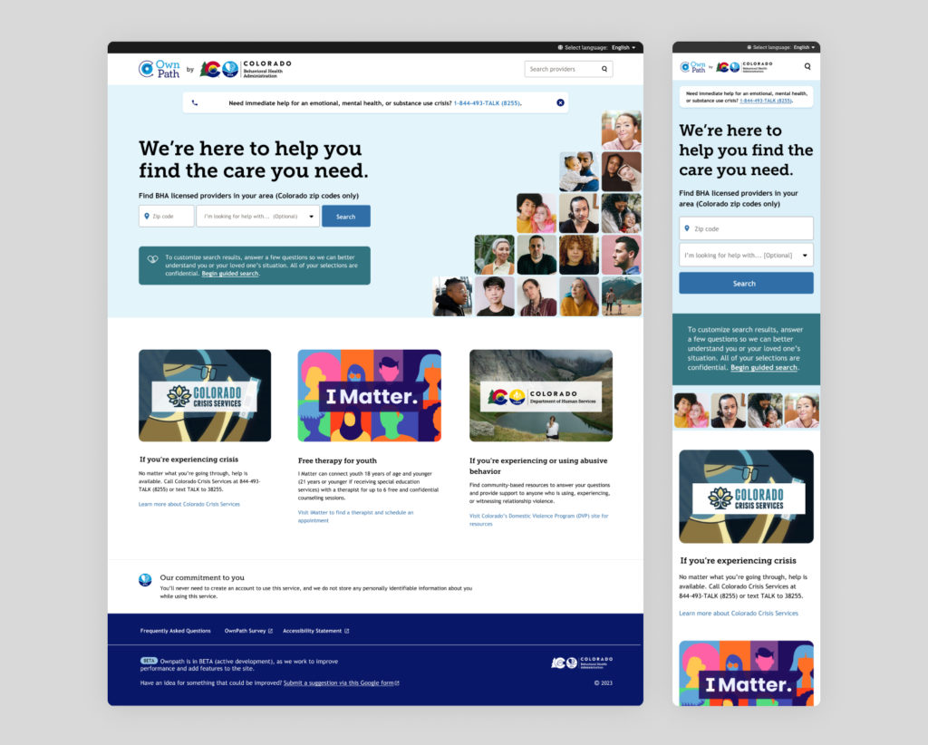 OwnPath homepage on desktop and mobile